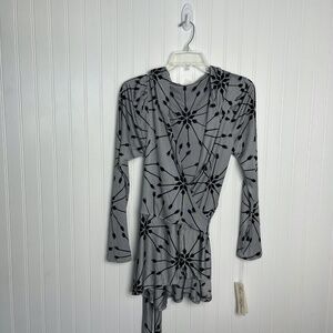*NWT* MARA HOFFMAN Hooded Long Sleeve Wrap Silk Jersey Blouse Size Large
